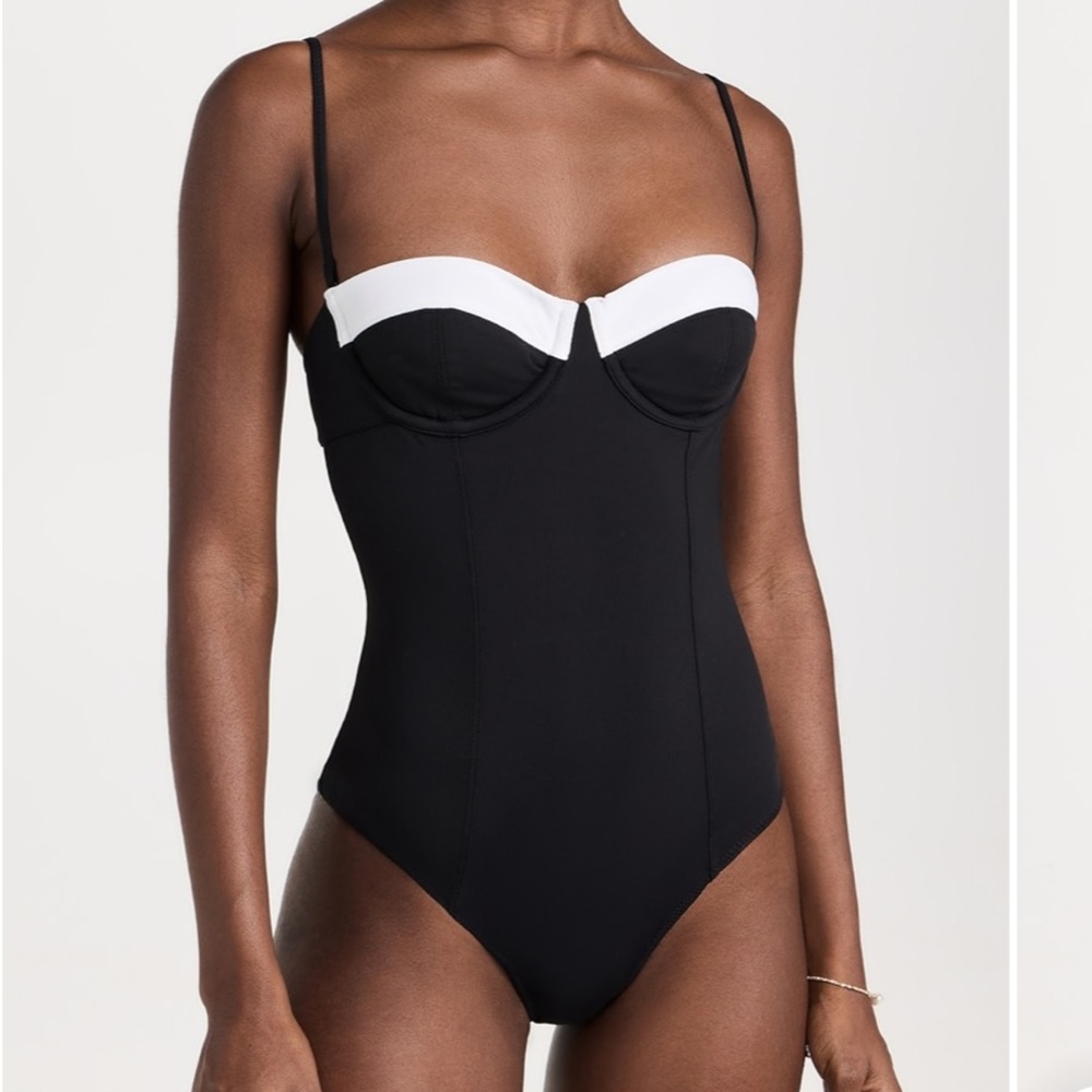 STAUD Maeve One Piece - Black and White size XS